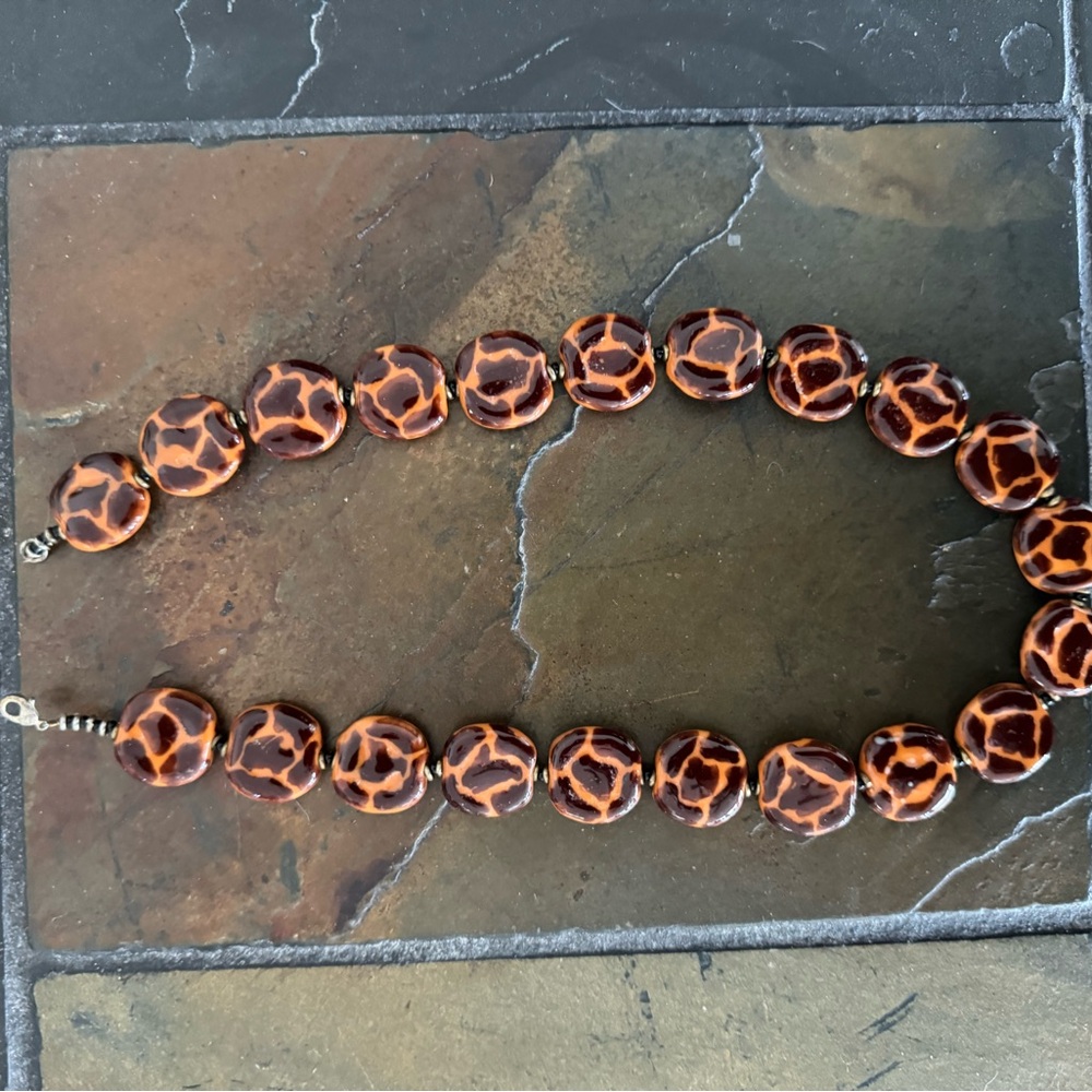 Giraffe Print Kazuri Necklace